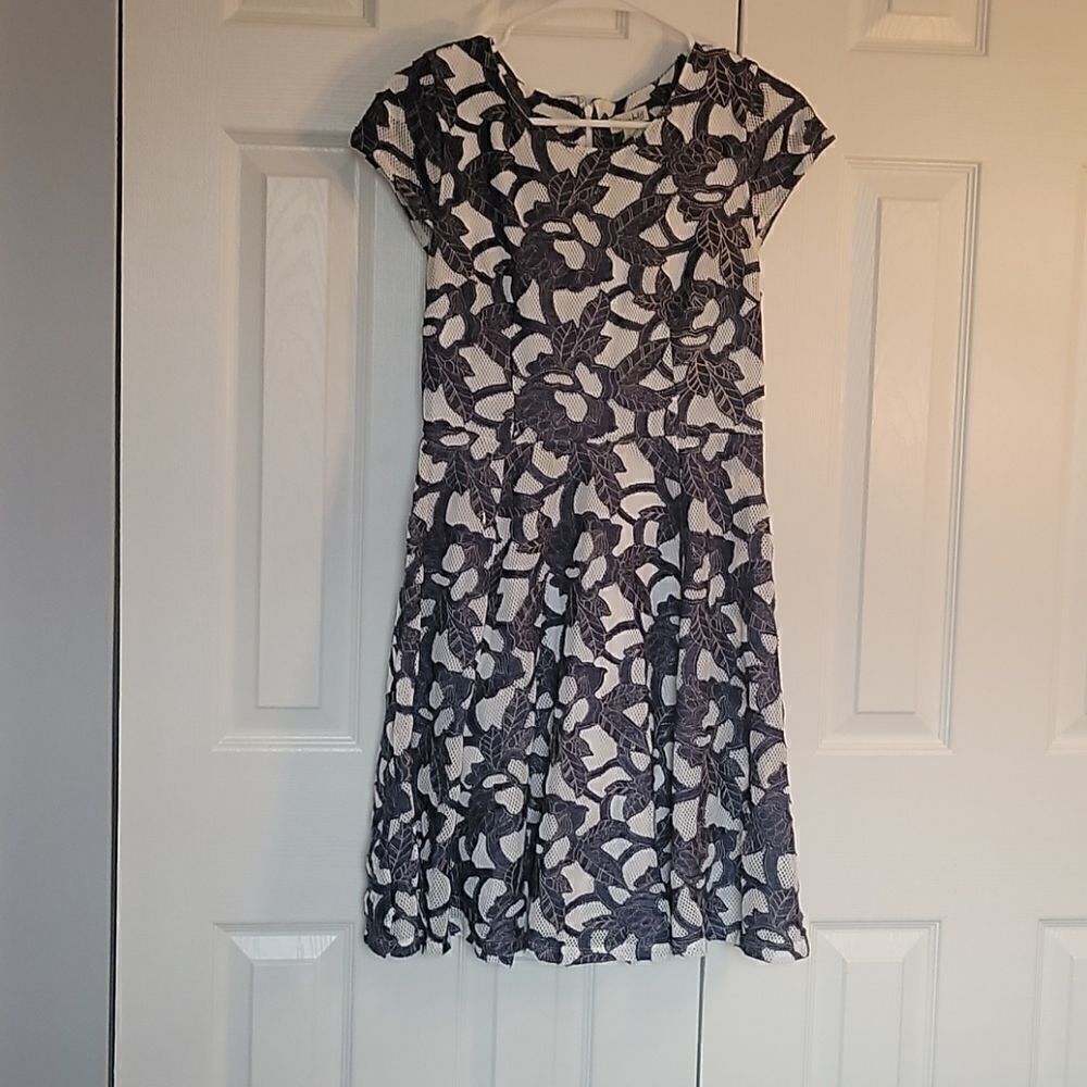 Maison Jules floral denim overlay dress sz S